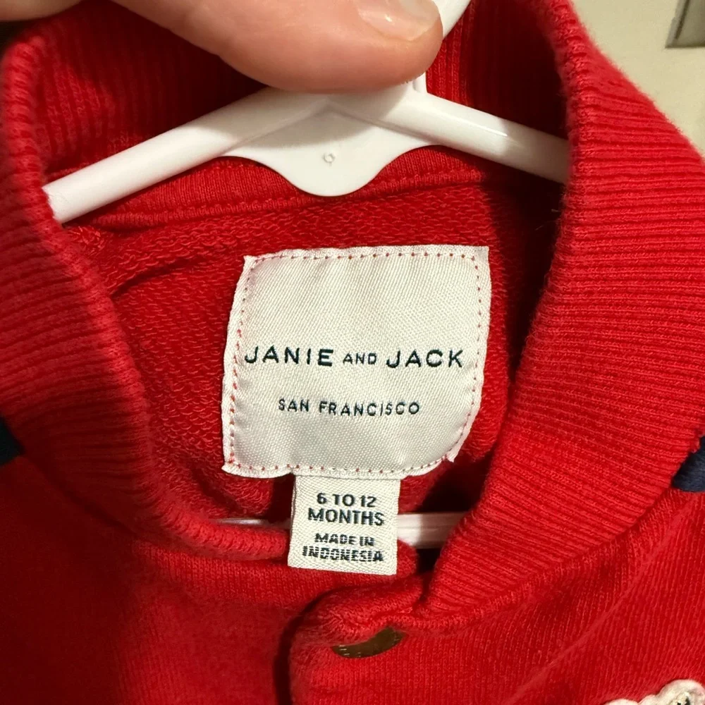 Infant Boys Janie and Jack Button Up Frenchie Dog Jacket Size 6-12 Months